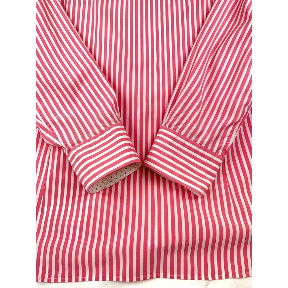 Boggi Milano Mens Pink White Striped Spread Collar Button Down New Classic Shirt